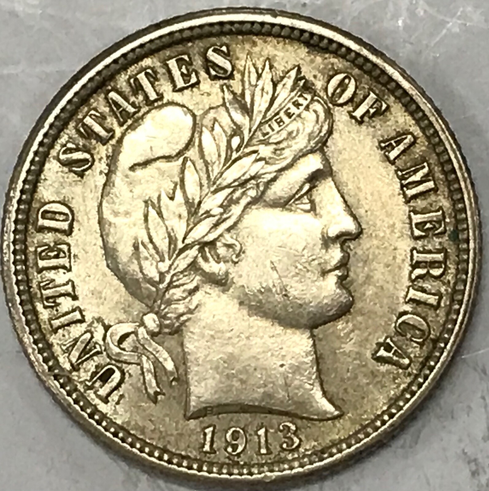 1913 Barber Dime AU