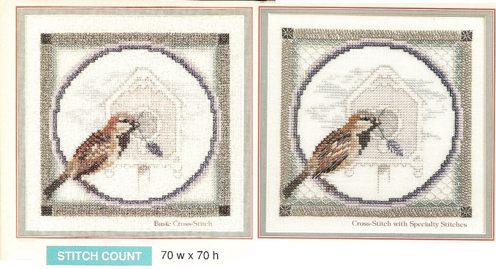 SPRINGTIME SPARROW  - CROSS STITCH/NEEDLEWORK   PATTERN ONLY -   HM - WUA