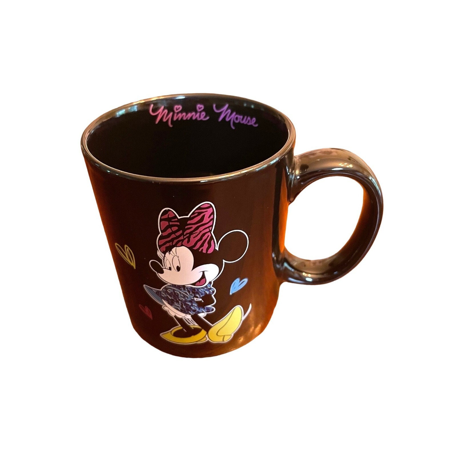 Disney Minnie Mouse Coffee Cup Mug Hearts Black