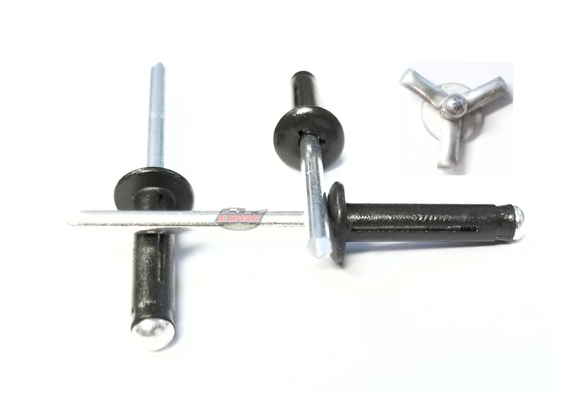 Flat Black 3/16" Small Head Tri-Fold Exploding Aluminum Mandrel Pop Rivets 50...