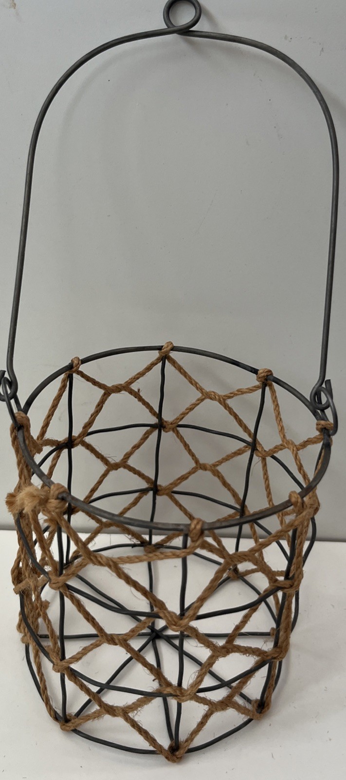 Wire net handled baskets set 4” Boho
