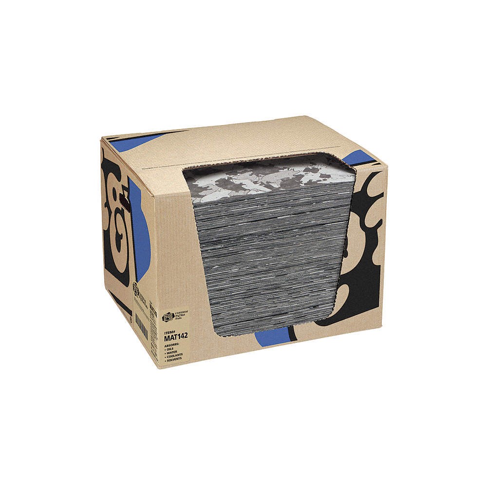 PIG MAT142 Absorbent Pad,Universal,Black/Gray,PK100 30PZ92