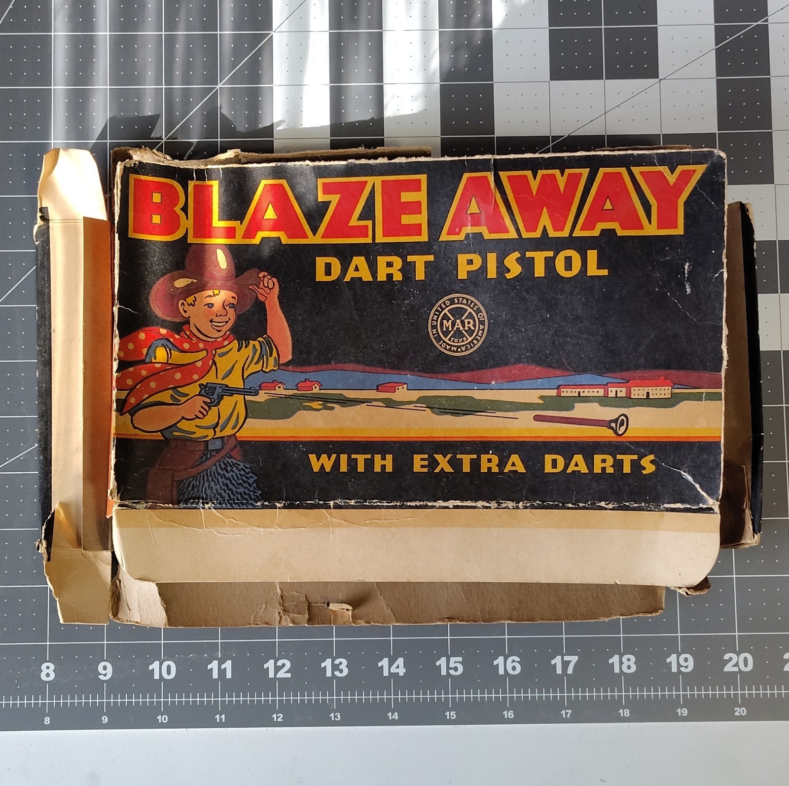 MARX Blaze Away Dart Pistol Cowboy Toy Set with Extra Darts and Original Box
