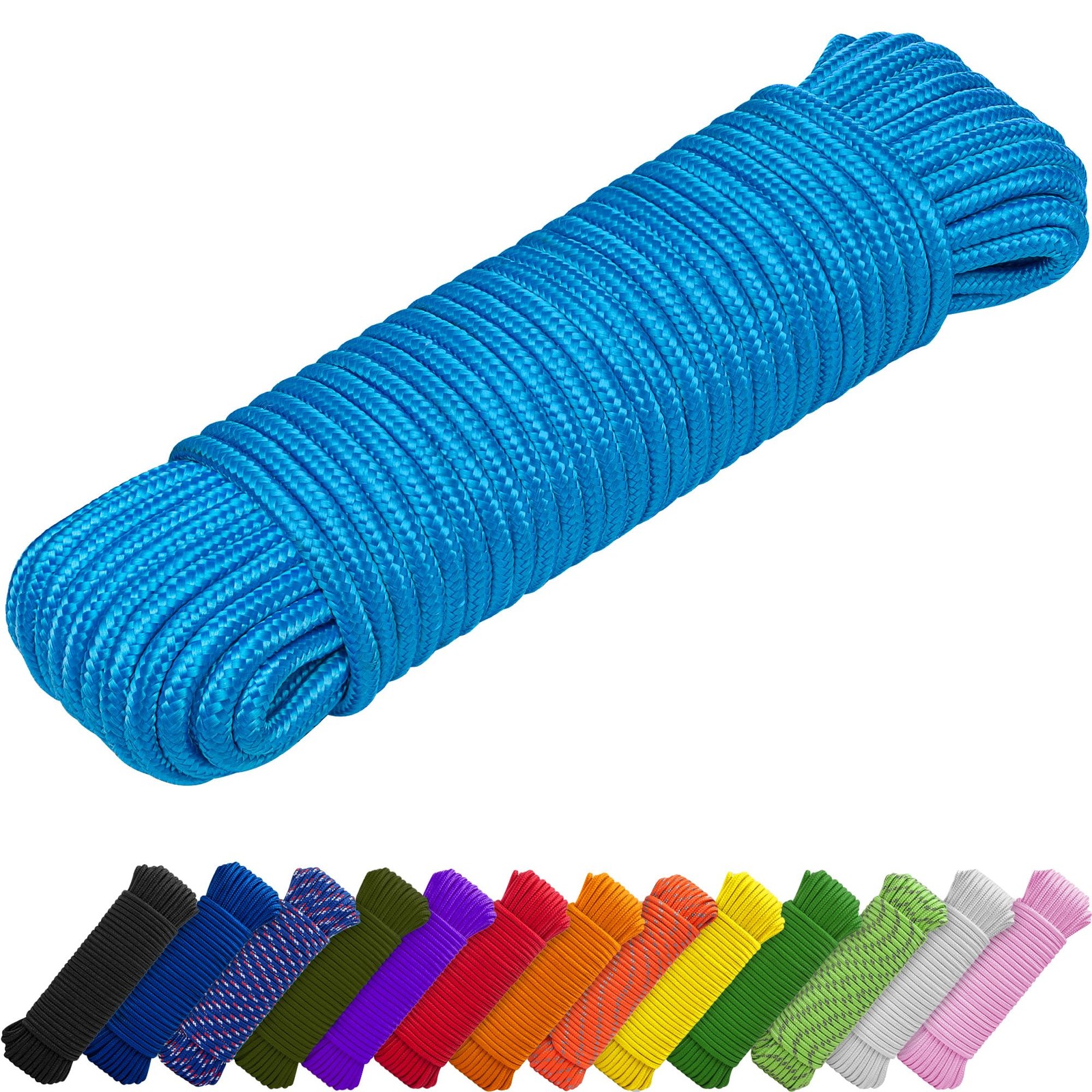Rope – 90 Feet x 1/4 Inch (7mm) – Sky Blue – Strong All-Purpose Utility Rope ...
