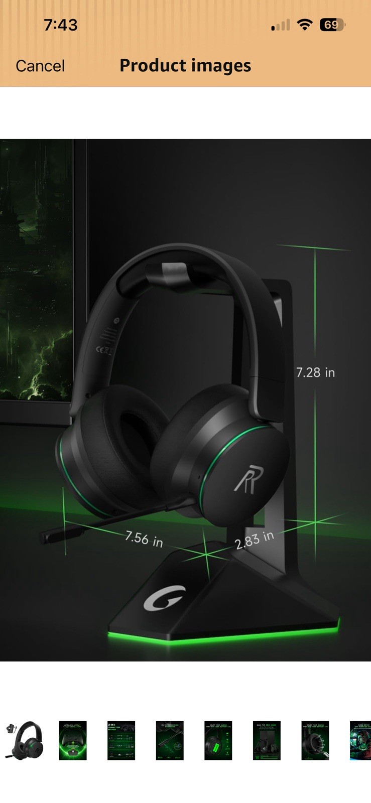 RYR Captain 200 Wireless Gaming Headset, Bluetooth/USB/3.5mm, Black