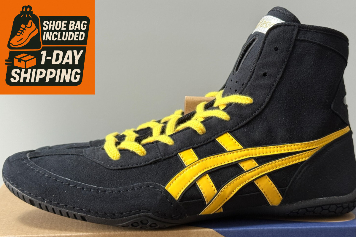 Opt Laces Yellow : Asics Wrestling EX-EO 1083A001 Black x Yellow x Black