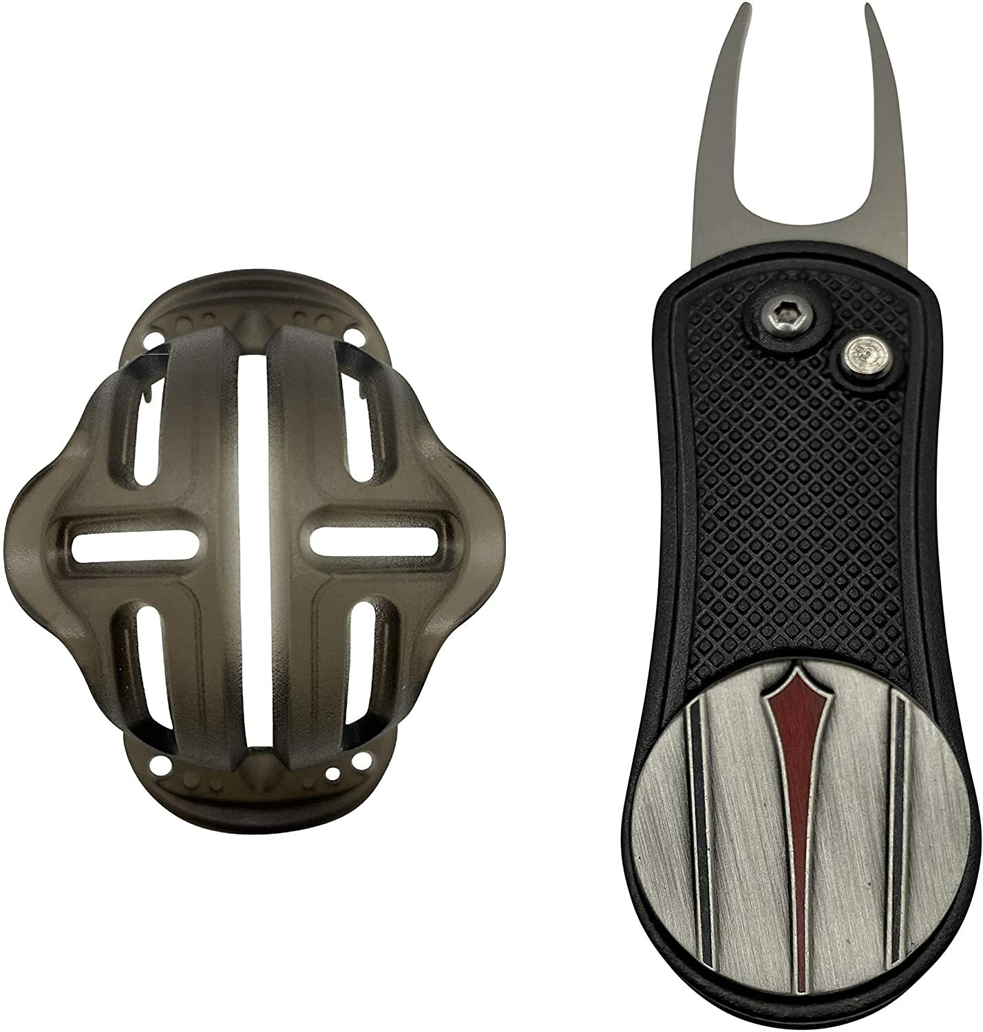 Golf Divot Tool and Ball Marker with Putt Alignment Tool + Ball Stencil