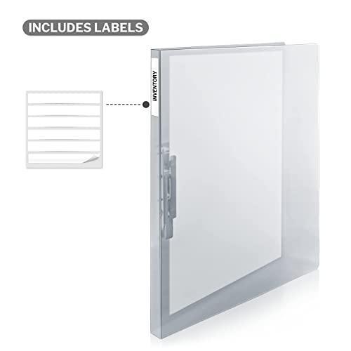 CRANBURY Punchless Binders Translucent Covers - (Dusky Gray, 4 Pack), Clamp