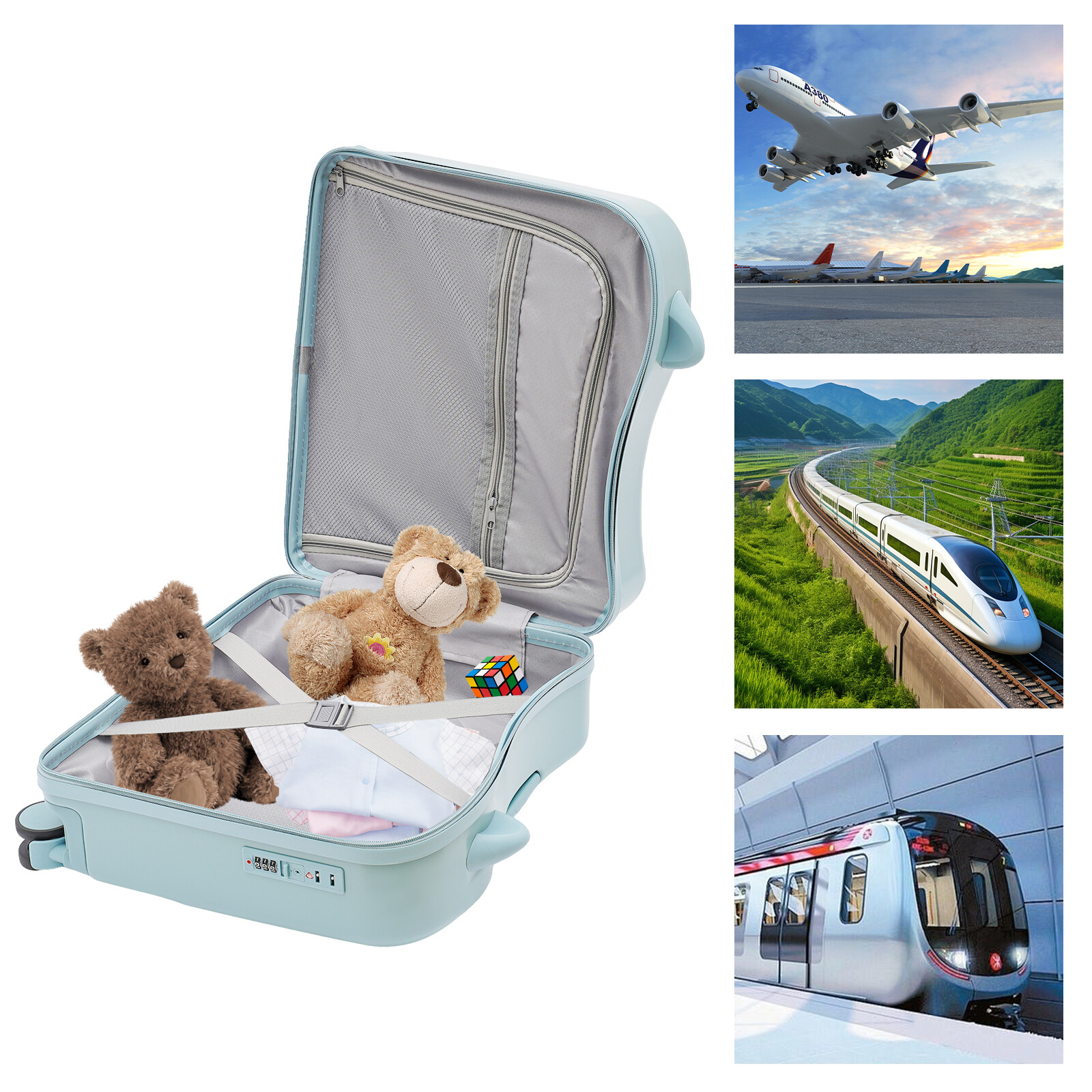 18" Kids Ride-On Suitcase, Children's Luggage Case, Rolling Luggage With Lock