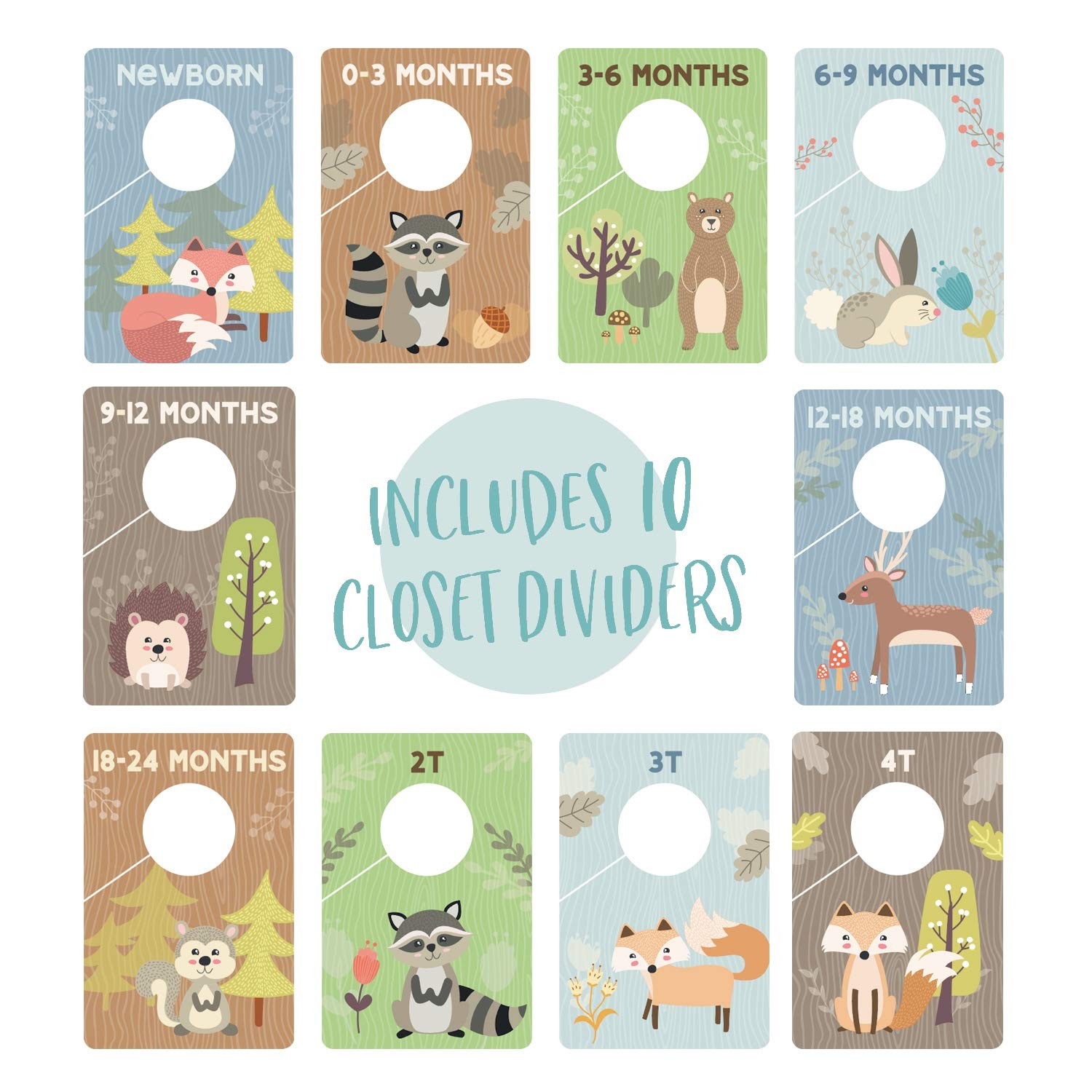 Woodland Closet Clothing Size Dividers / 4" x 6" Closet Organizers for Newbor...
