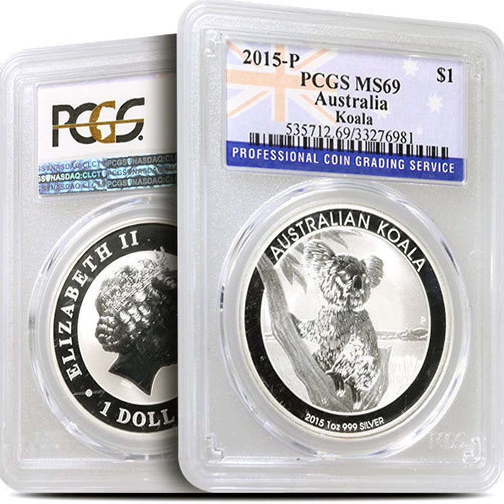 ?1 oz Australian Silver Koala Coin MS69 (Random Year, Varied Label, PCGS or NGC)