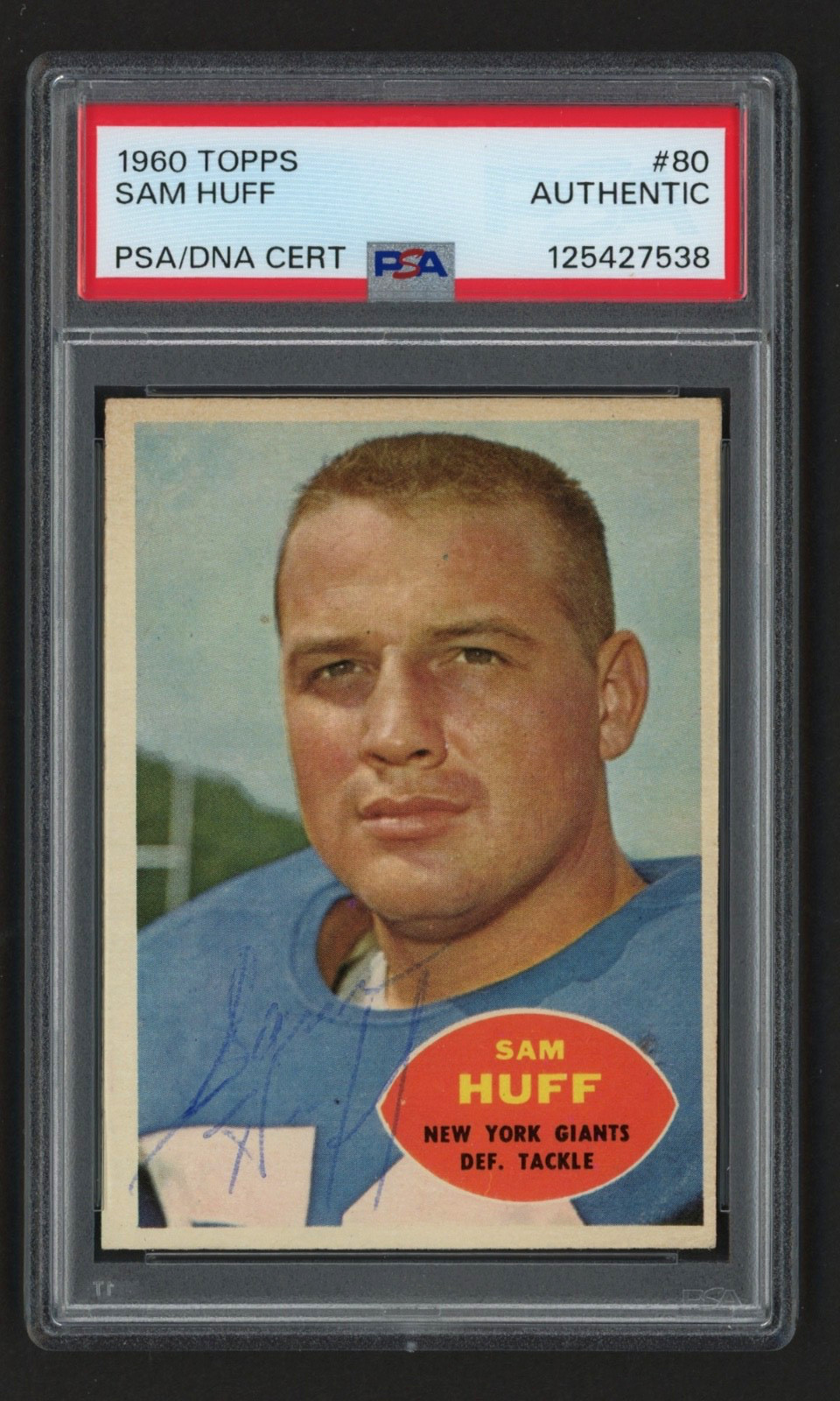 1960 Topps #80 SAM HUFF AUTOGRAPHED PSA/DNA Authentic "New to the Hobby"