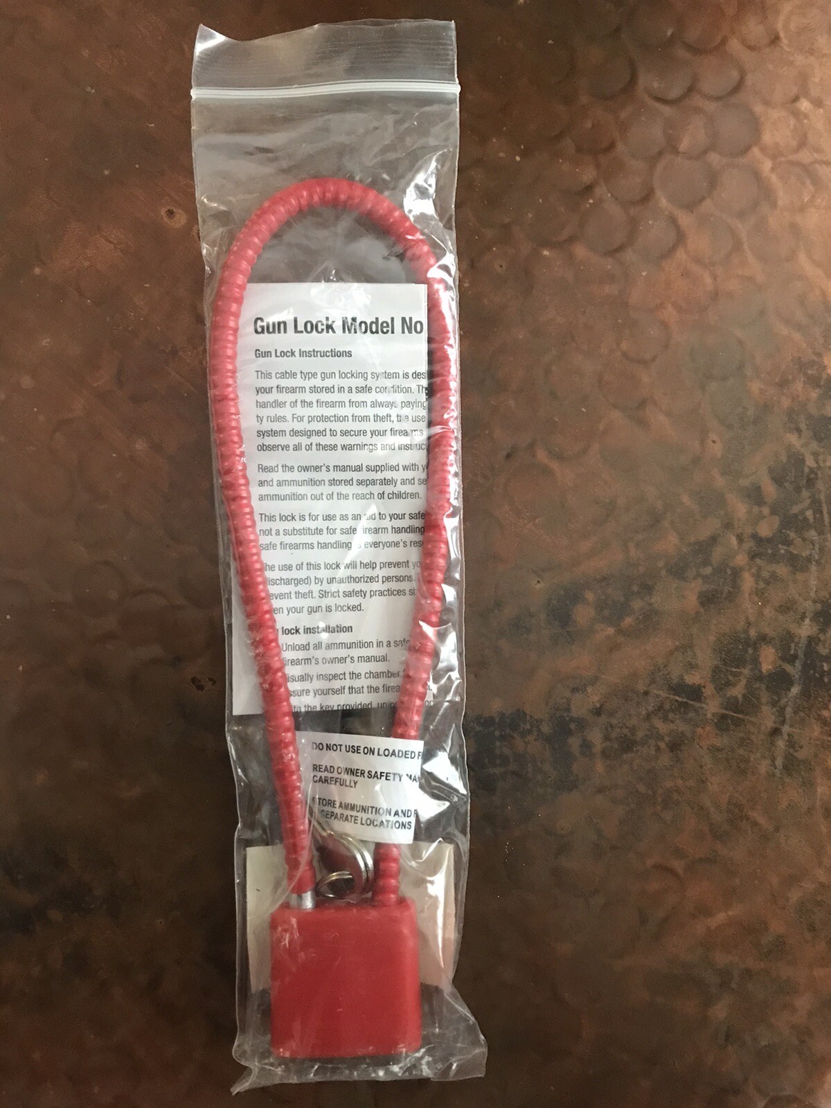 Red Gun Cable Lock 6.5" Cable 2 Keys