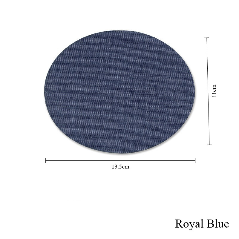 Iron on Patches Oval for Denim Fabric Repair 13.5cm X 11cm Royal Blue 10Pcs