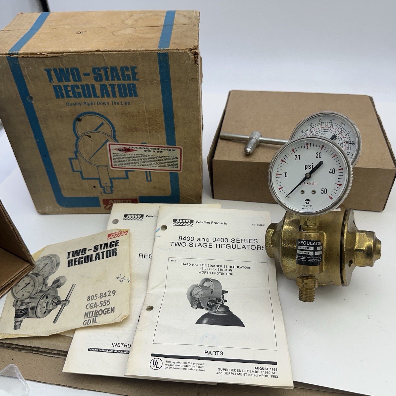 NOS Airco Two-Stage CGA-555 Nitrogen Regulator 805-8429 In Box Free Shipping