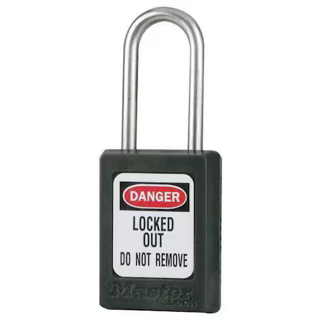 Master Lock S33blk Lockout Padlock, Keyed Different, Thermoplastic, Black, 1
