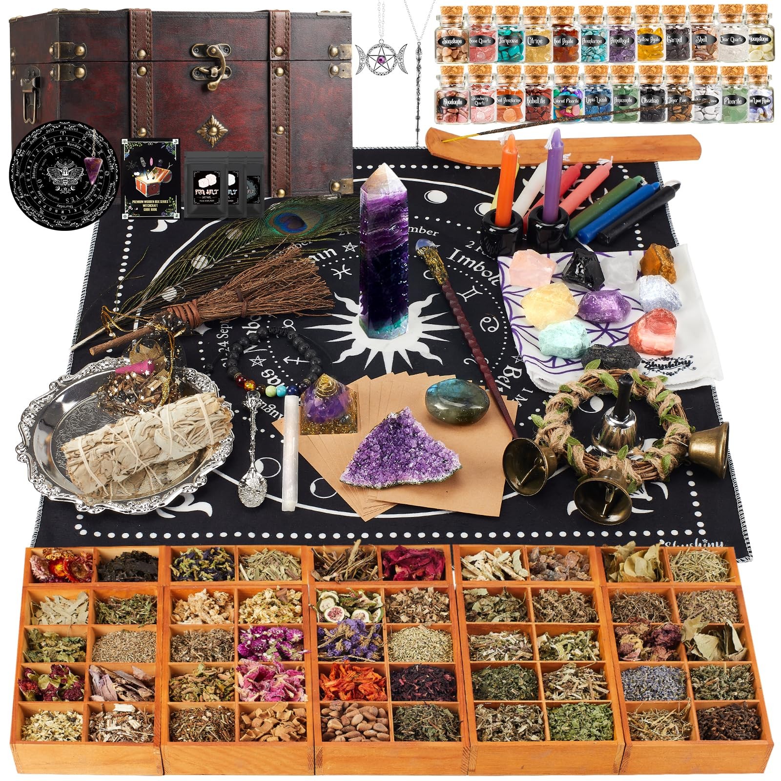 SHYSHINY Huge Witchcraft Kit, 200Pack Wooden Box 200 Pack, White