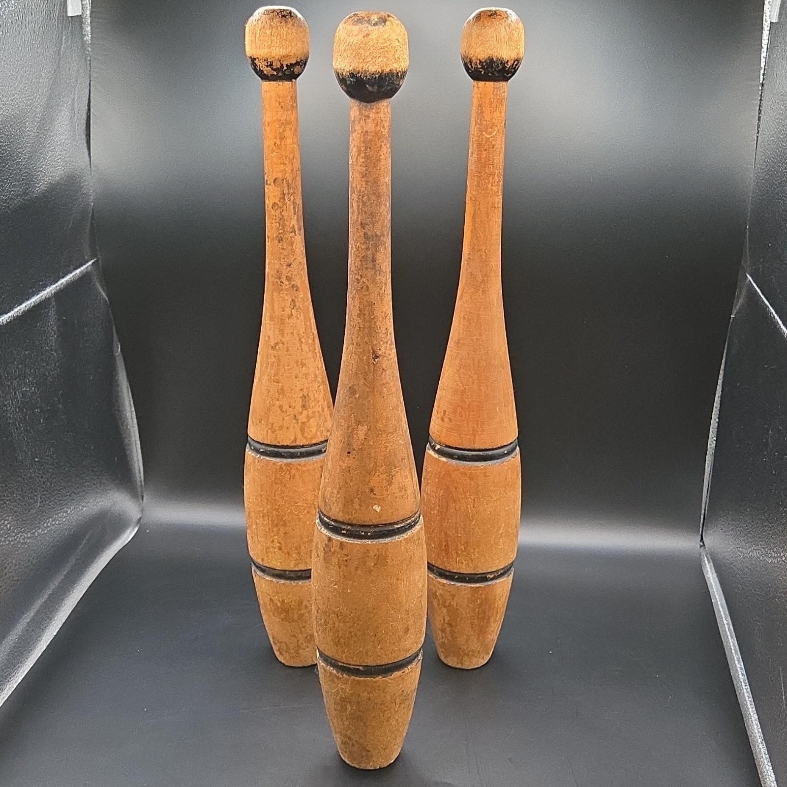 Vintage Wooden Indian Juggling Clubs Set of 3 for Gym & Weight Training