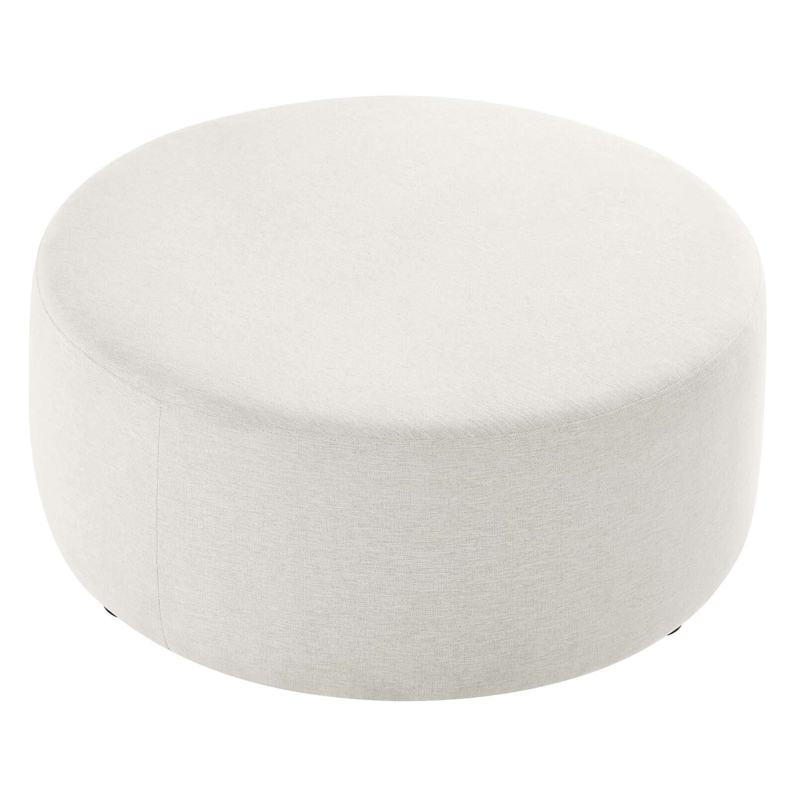 Modway Large 38" Round Woven Heathered Fabric Upholstered Ottoman