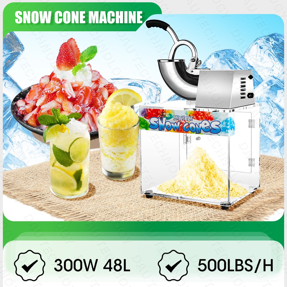 Commercial Snow Cone Machine, Heavy Duty Electric Ice Shaver Shaved Ice Maker
