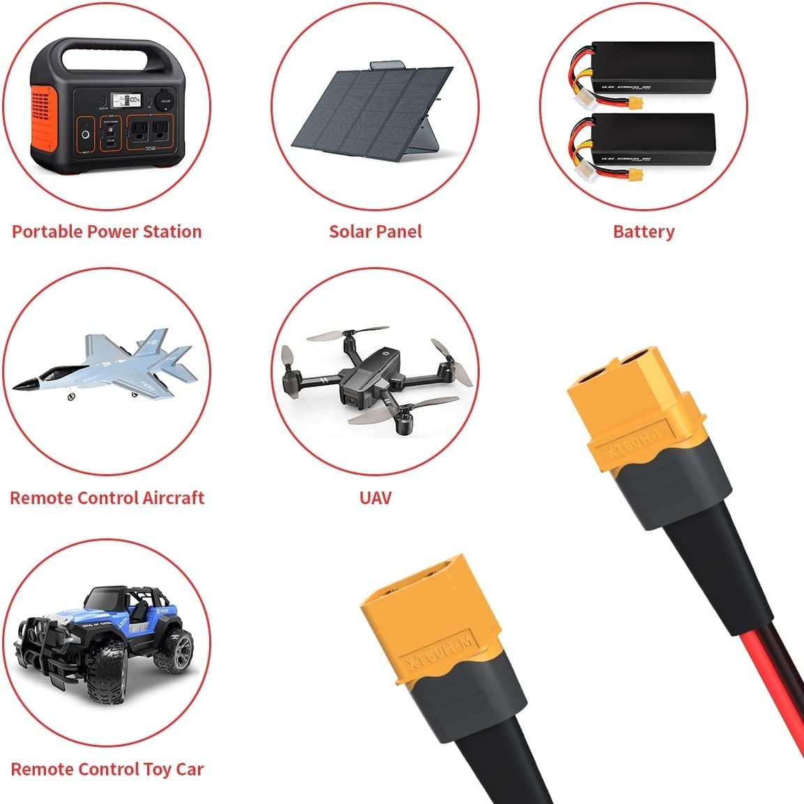 2FT XT60 Extension Cable - High-Quality Tinned Copper Connector for RC Battery