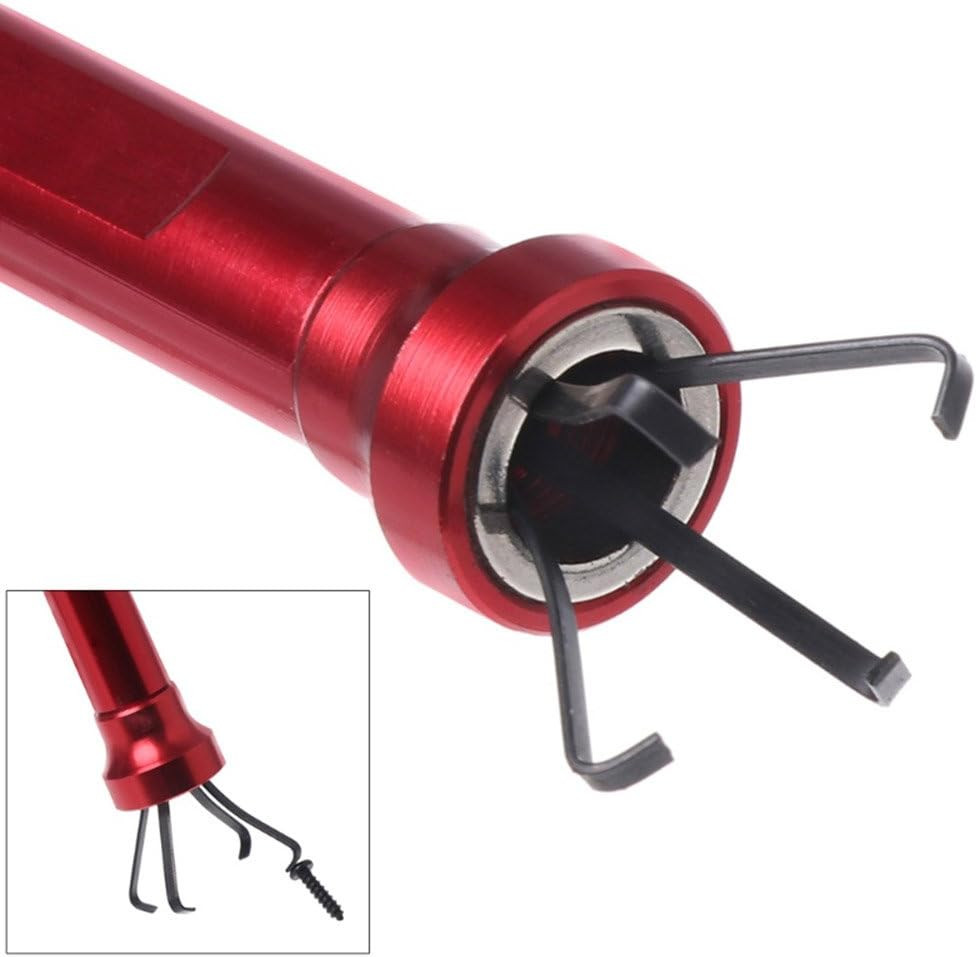 Claw Magnetic Pick-Up Tool 4 Claws with Bright LED Light Flexible Spring Magnet