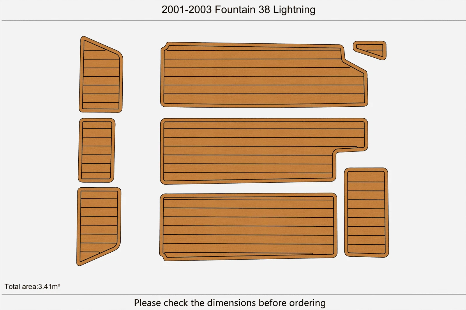 2001 Fountain 38 LightningBoat Swim Platform Cockpit EVA Pad Teak Flooring Mat