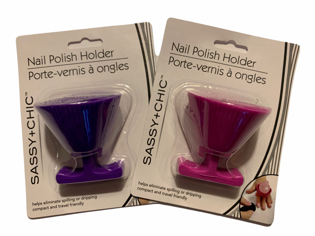 NEW!  PINK and PURPLE "SASSY + CHIC" Nail Polish HOLDERS (2 Lot ) & Craft Asst