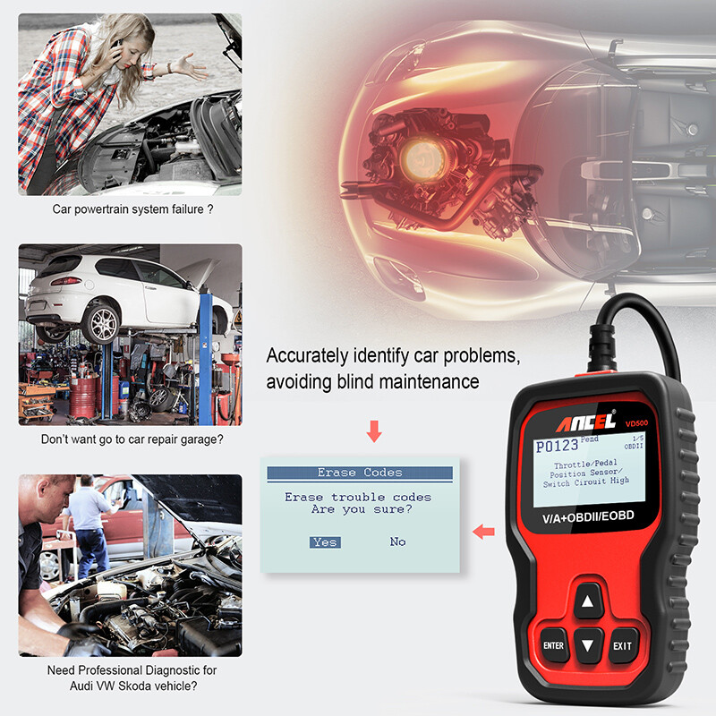 Automotive Code Reader OBD2 Scanner Fit For VW Audi Skoda Seat Full System Check