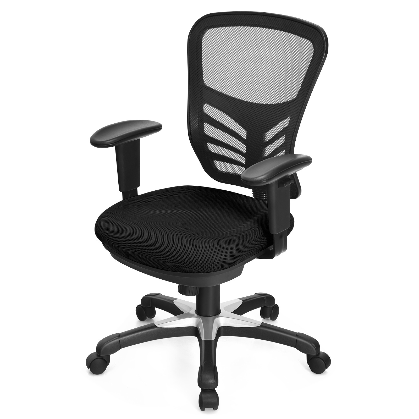 Costway Mesh Office Chair 3-Paddle Mid-Back Swivel Executive Task Chair Black