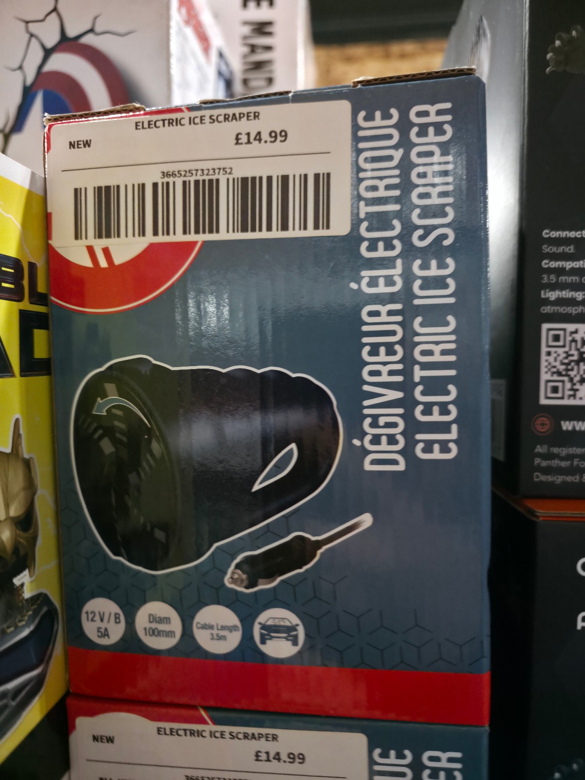 Auchan Electric Ice Scraper 12V Car Windscreen De-Icer New