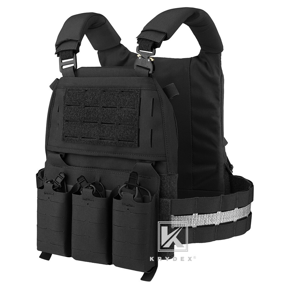 KRYDEX FCPC V5 Plate Carrier Tactical Vest With Zip-On Back Panel Black