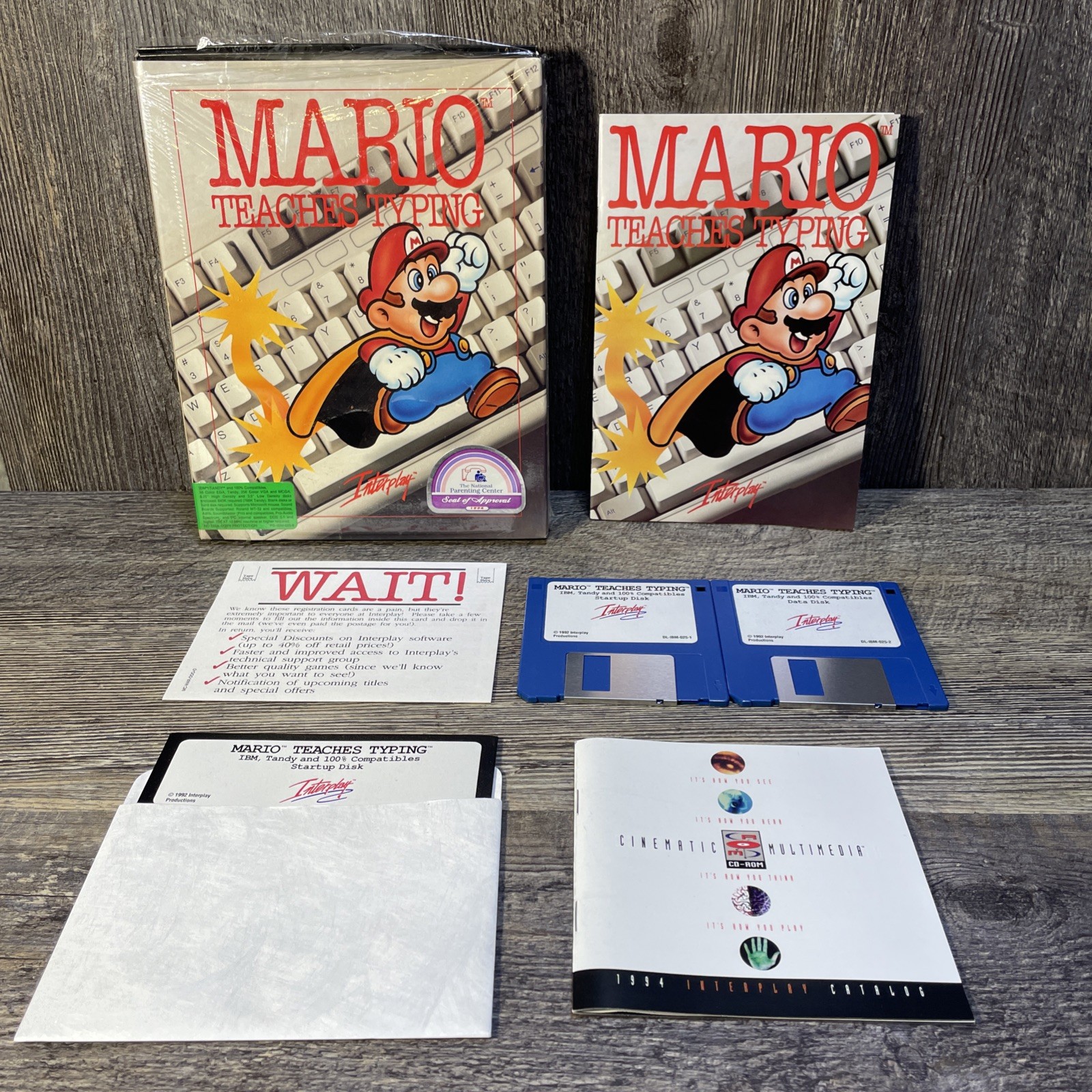Mario Teaches Typing 3.5” & 5.25” Computer Disks IBM/Tandy/DOS 3.1 Interplay