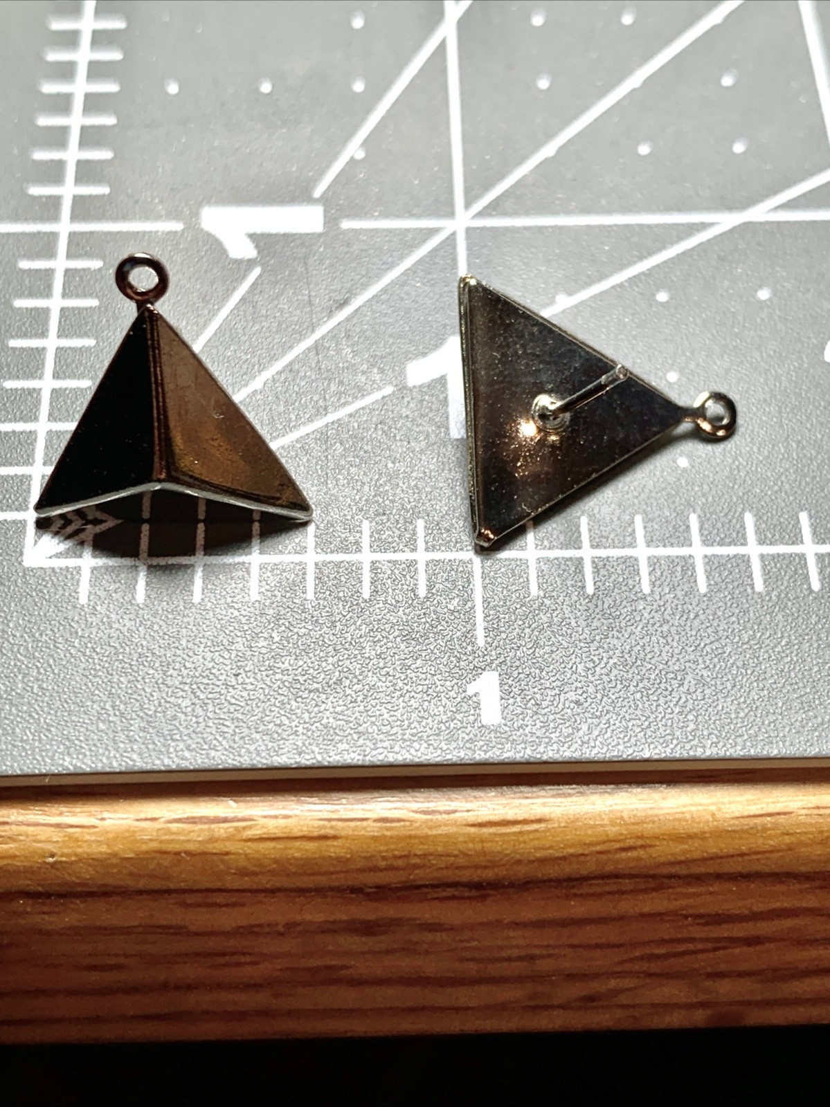 NOS 100 Earstuds Post Silver Half Triangle Loop Pierced Earrings Bead Findings