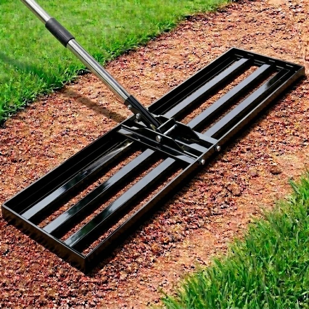 Lawn Leveling Rake 30 Inch, Heavy Duty Yard Leveling Rake for Soil