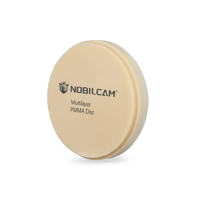 NOBILCAM Dental Multilayer PMMA Disc CAD/CAM Block, 98mm, 95mm All Shades