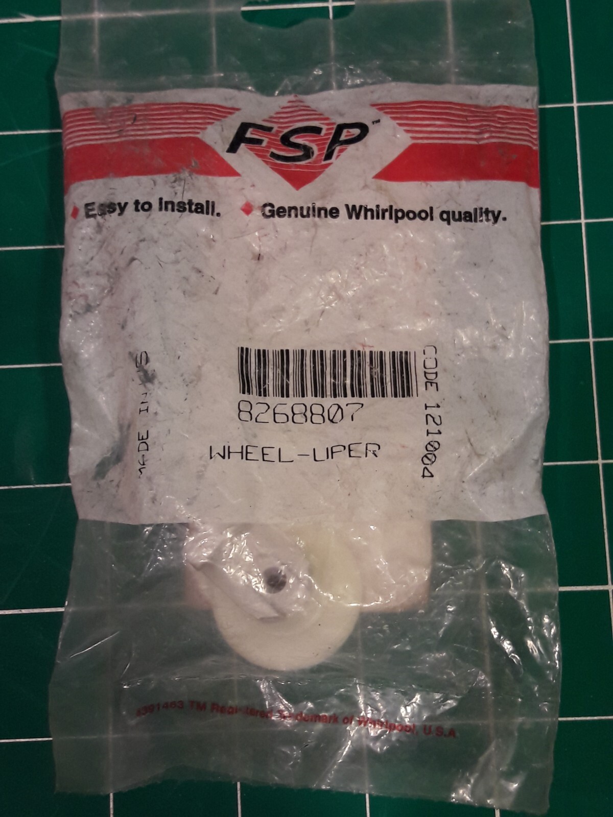 FACTORY PART - FACTORY BAG WHEEL UPPER Whirlpool  DISHWASHER WP8268807 - 8268807