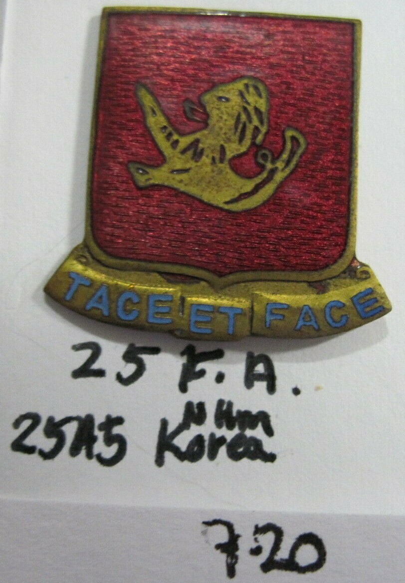 Army  DI DUI CB clutchback 25th FIELD ARTILLERY BATTALION 25A5 nhm Korea made fa