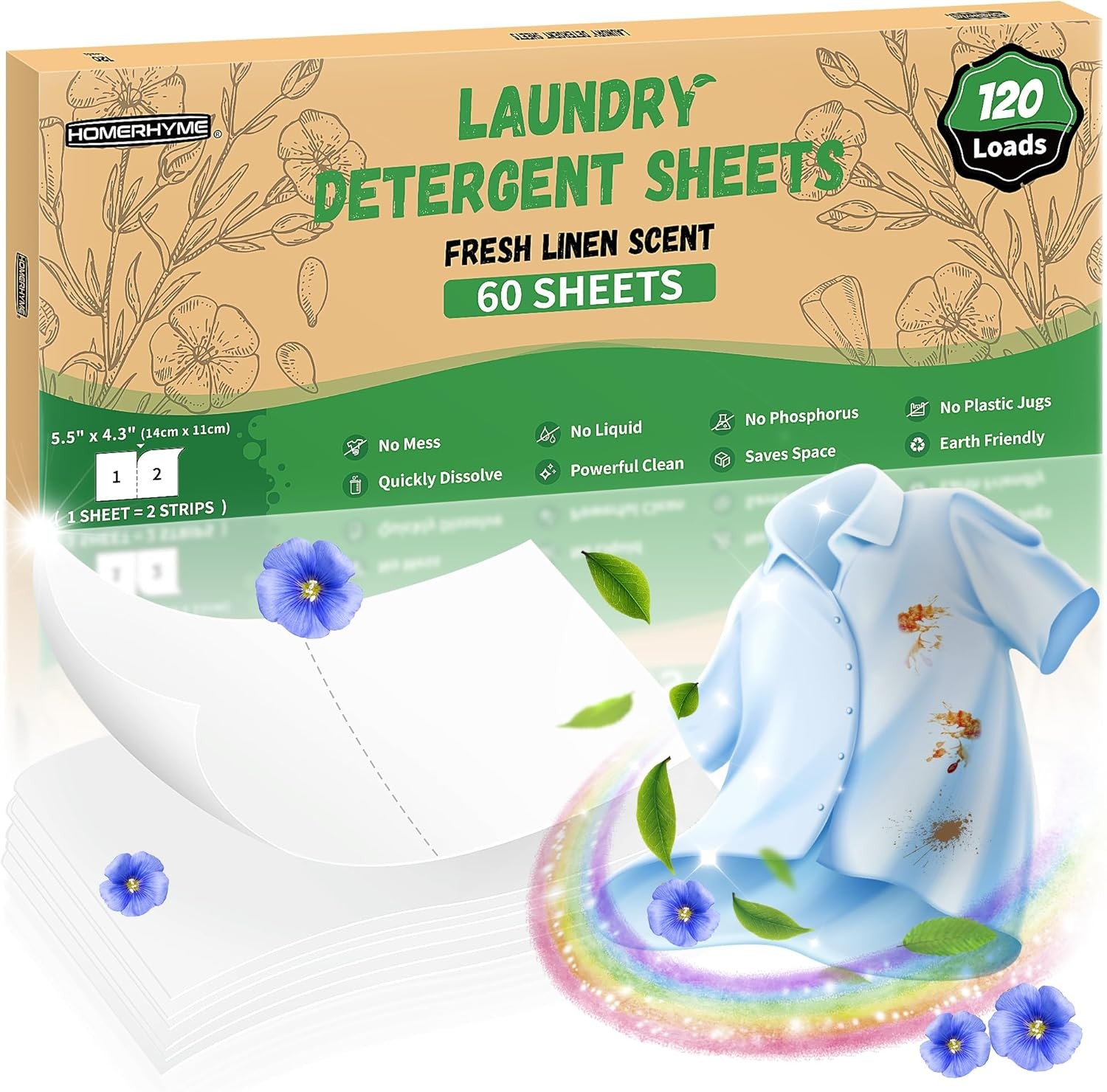 Laundry Deternt Sheets - 200 Loads Unscented Travel Laundry Deternt,