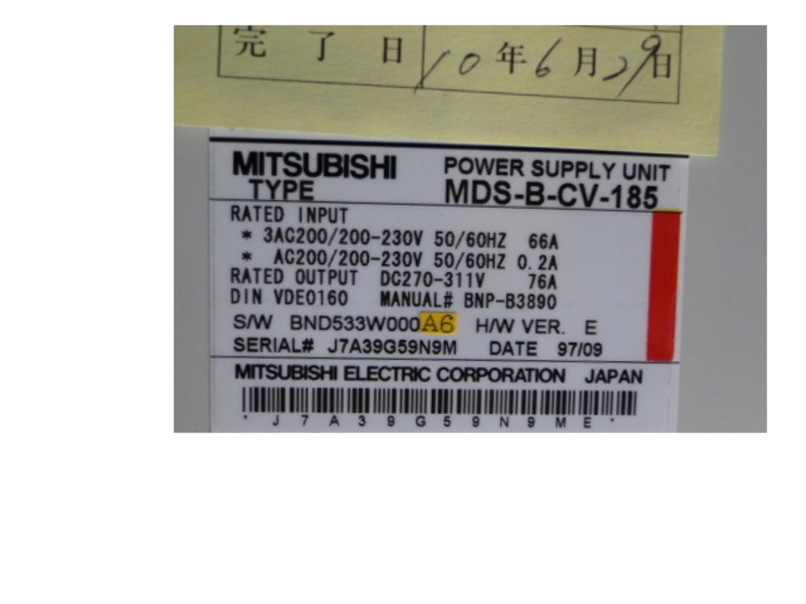 Mitsubishi MDS-B-CV-185 Power Supply Unit