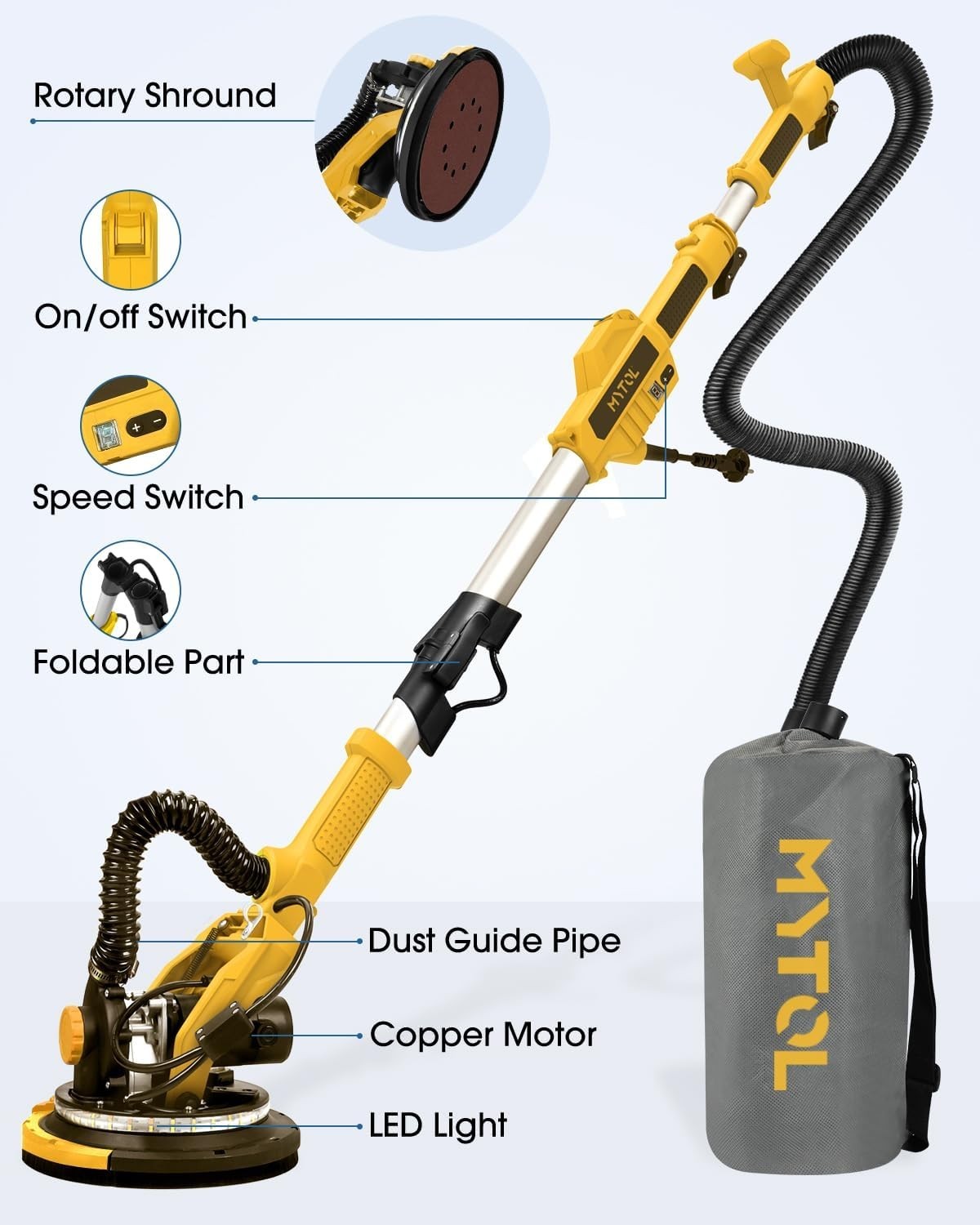 Electric Drywall Sander with Vacuum Dust Collection