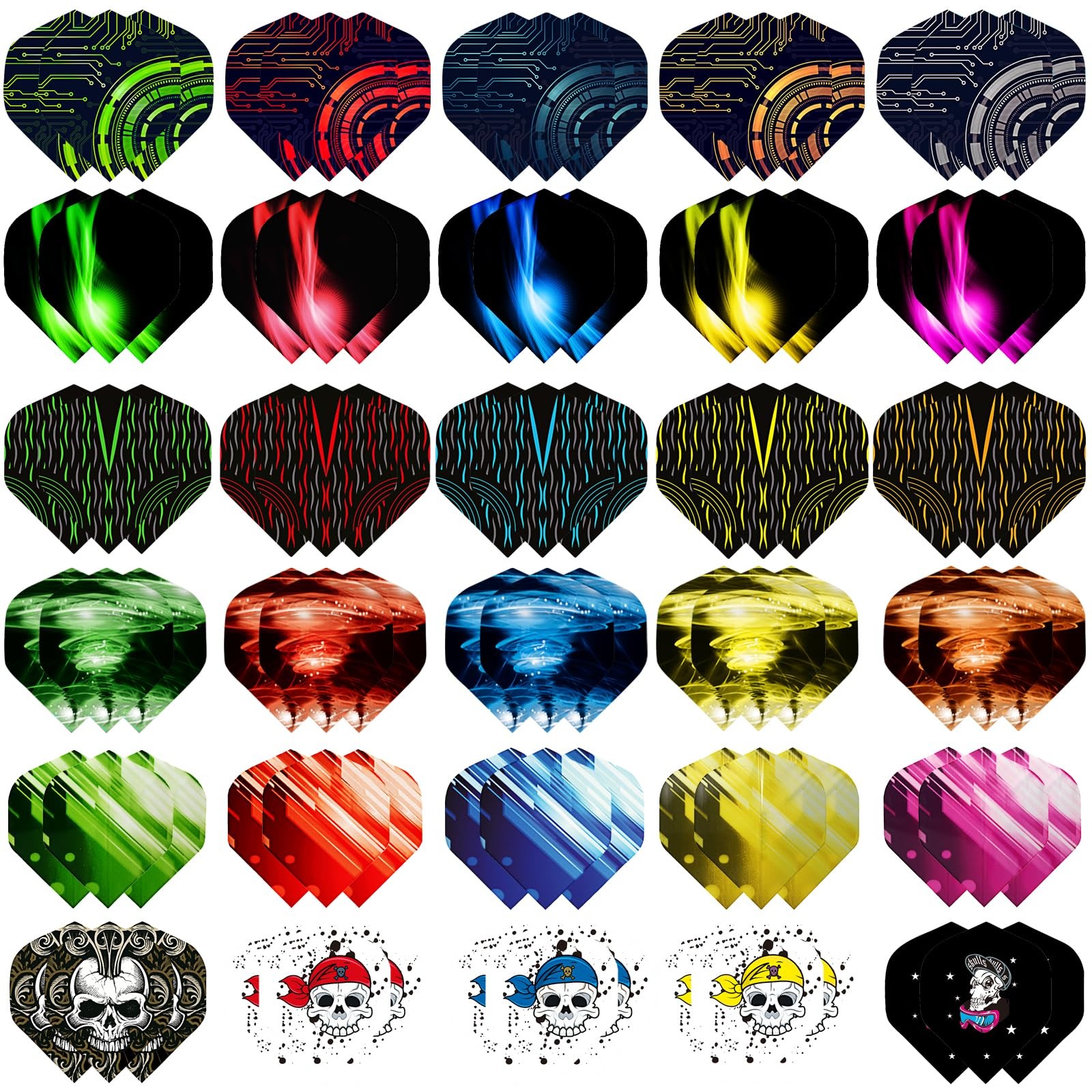 Dart Flights, 6 Styles, 30 Sets, 90 Pieces, PET Standard Accessories for Dart...