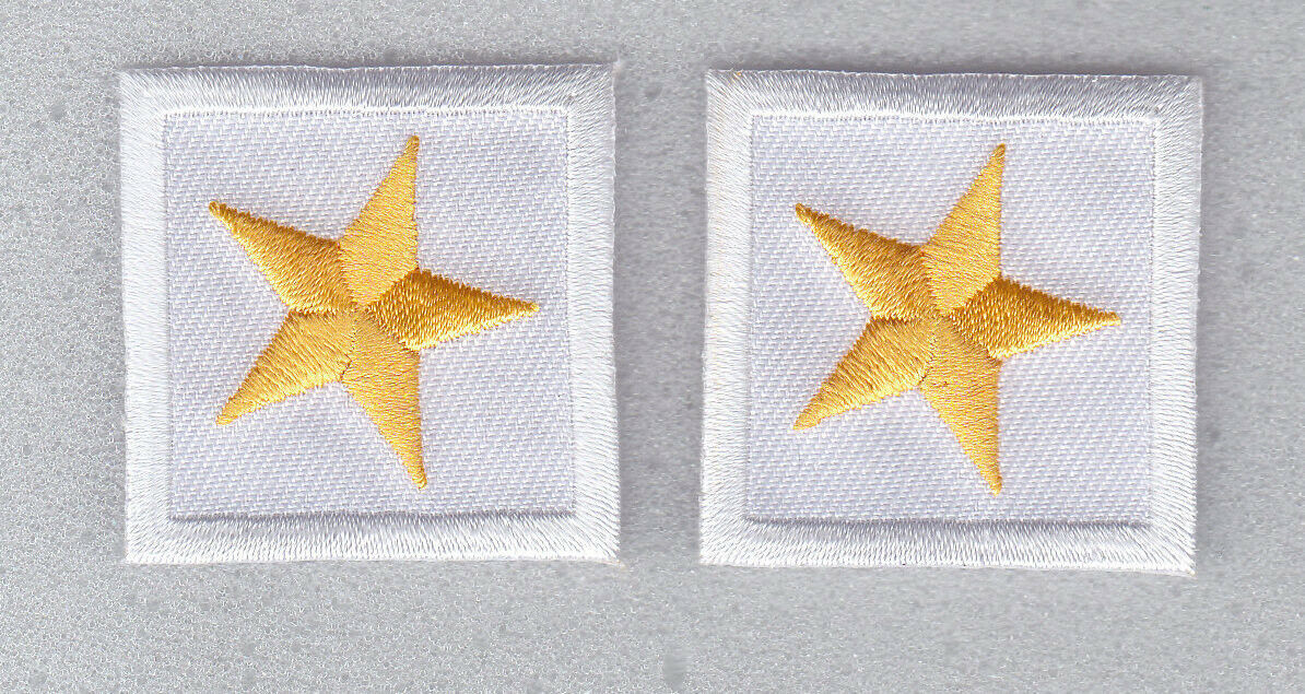 1 Star Medium Gold on White 1.5" collar patches LARGE