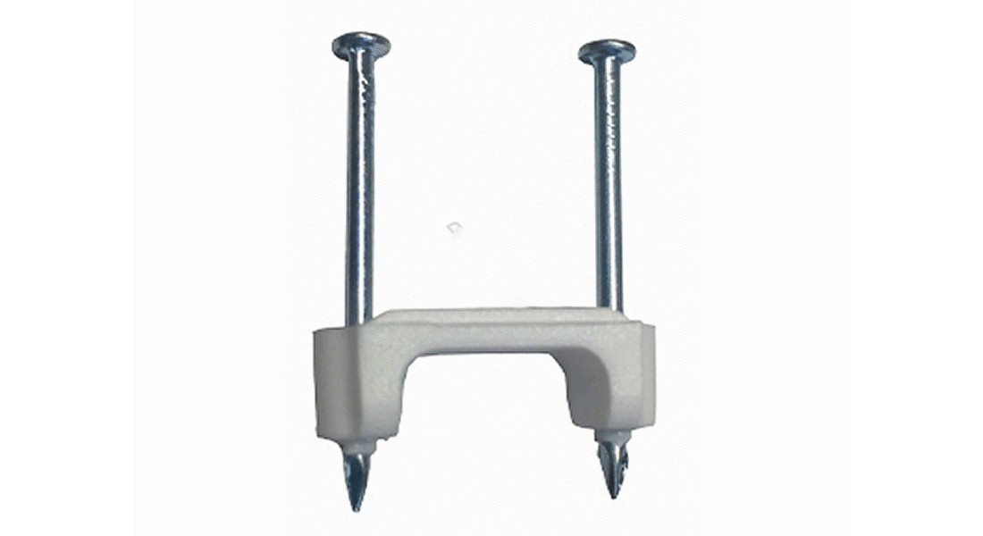 Cable Staple, 1/2 in W Crown, 1-1/4 in L Leg, Plastic/Polyethylene White - pack