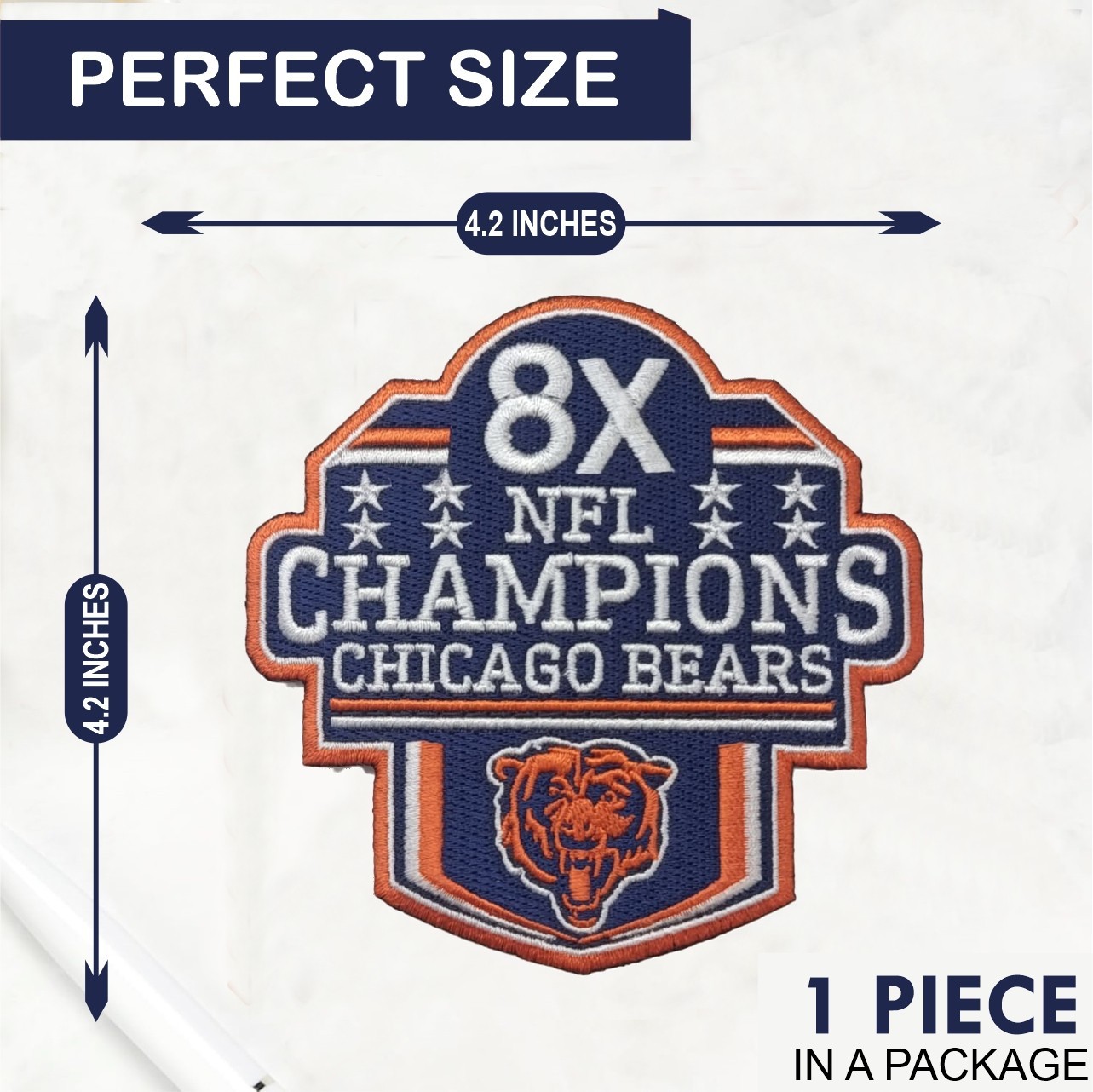 Chicago Bears 8x NFL Champions Logo Iron On Patch-Sew Patch-Embroidered Patch