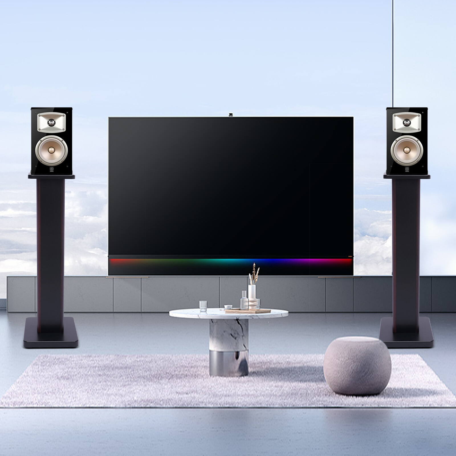 1 Pair Universal Wood Design Speaker Stands, Premium Surround Sound Home Theater