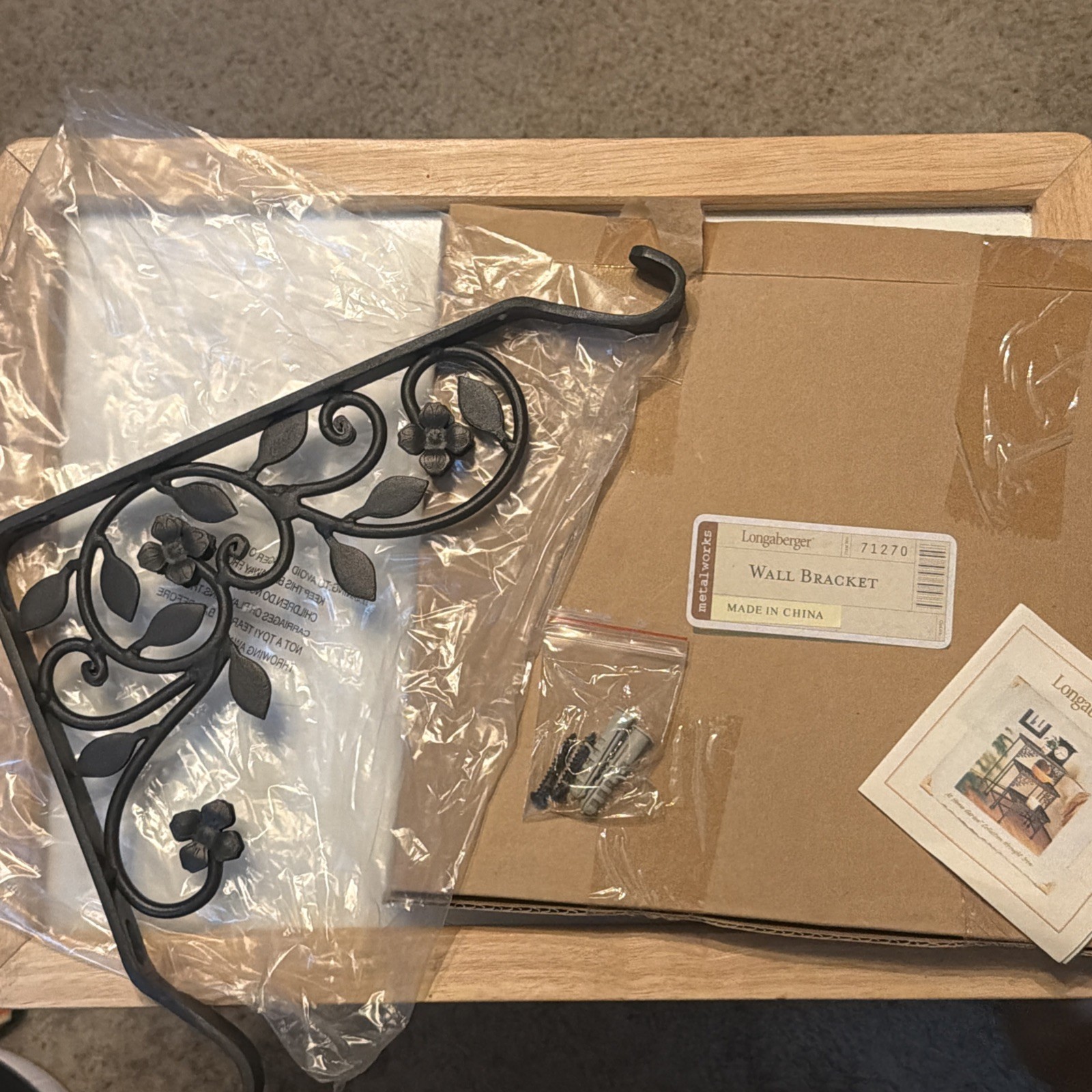 Longaberger Metalworks Wrought Iron Dogwood Wall Bracket - 71270 NEW With Screws
