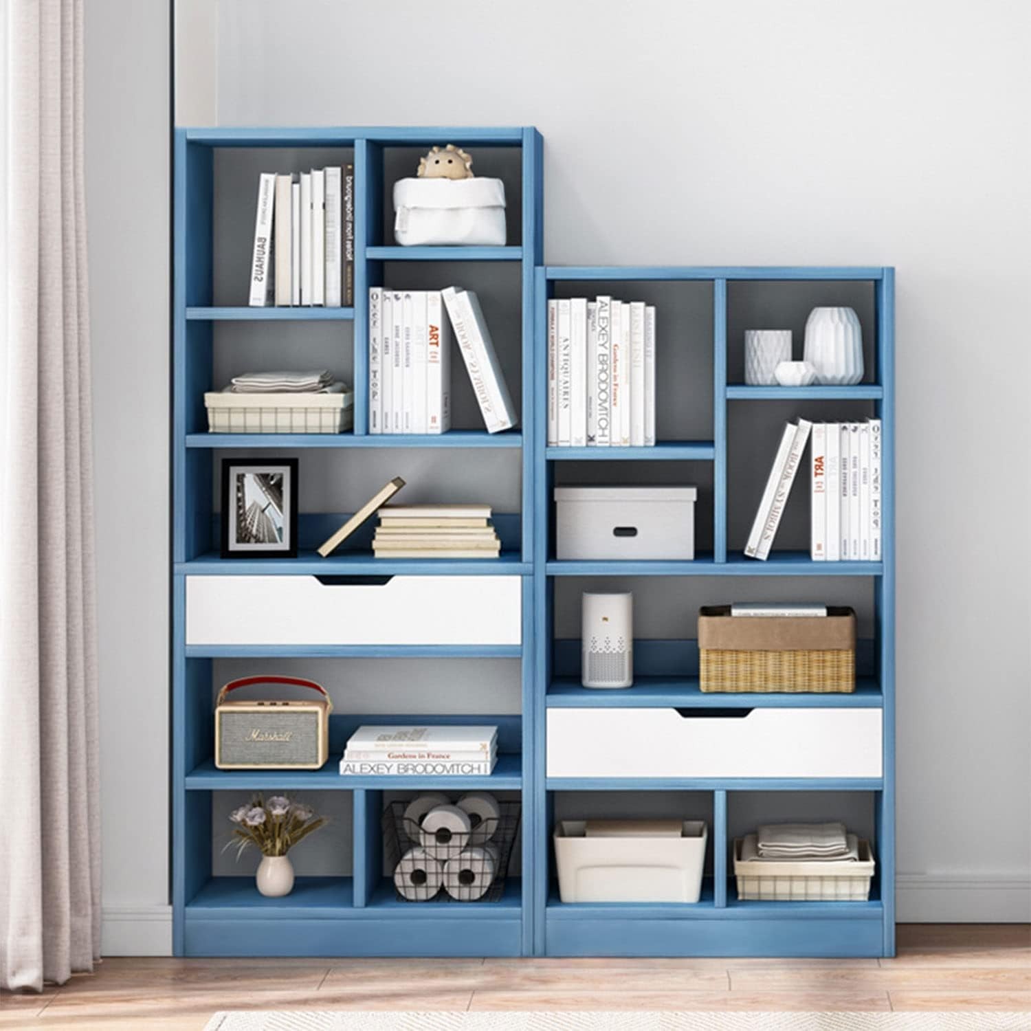Wooden Open Shelf Bookcase 51" Height Freestanding Display Storage Cabinet