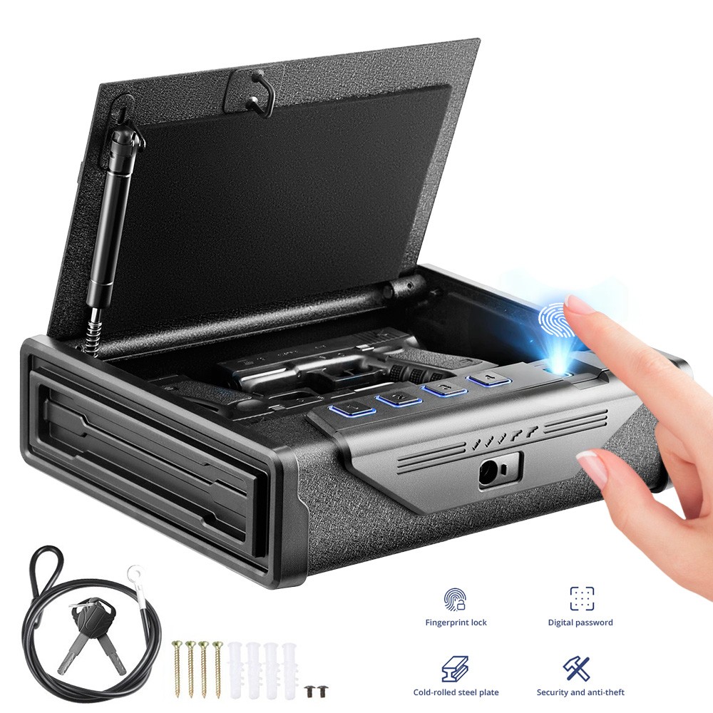 Gun Safe for Pistols Biometric Gun Safe with 3 Access Ways for 2 Pistols