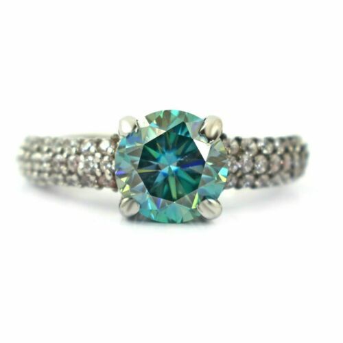 2.50 Ct Blue Diamond Solitaire Wedding Ring Round Women's Luster 925 Certified